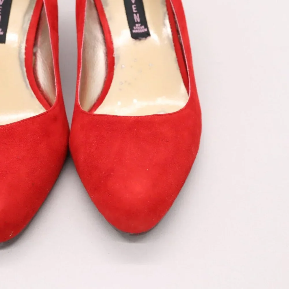 STEVEN BY Steve Madden Bouco Red Suede Wedge Heels Womens Size‎ 7.5 B